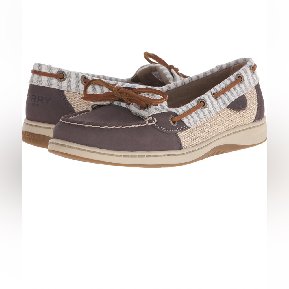 Sperry Brown and Cream Flats with Moccasin Stitching